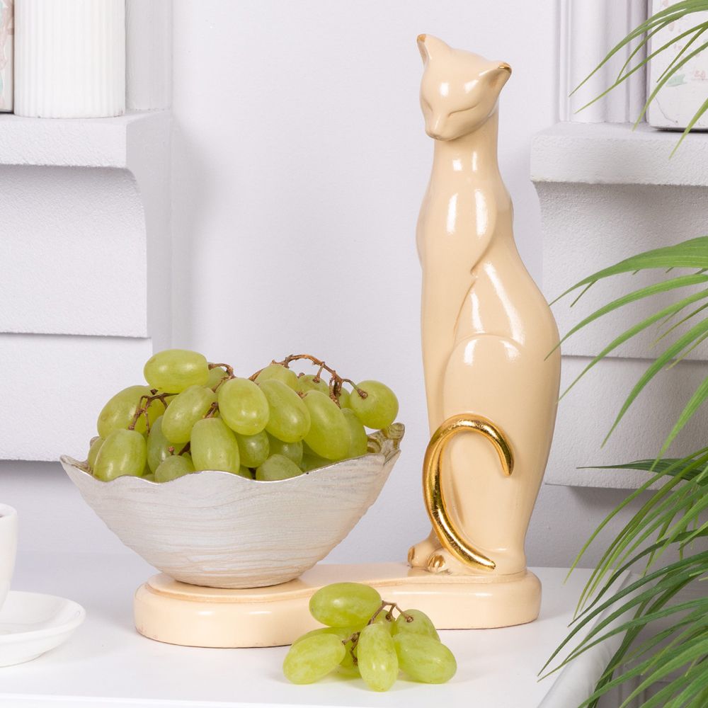Фруктовница-конфетница Кошка Шелби Античное Серебро