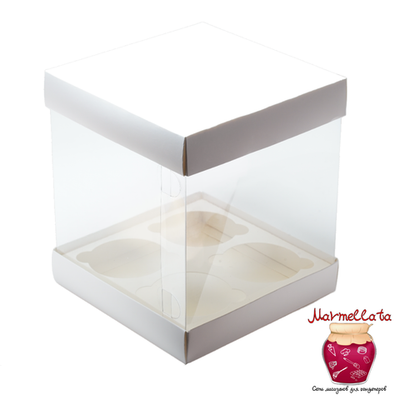 Упаковка для трайфлов прозрачная БЕЛАЯ, 16*16*18 см