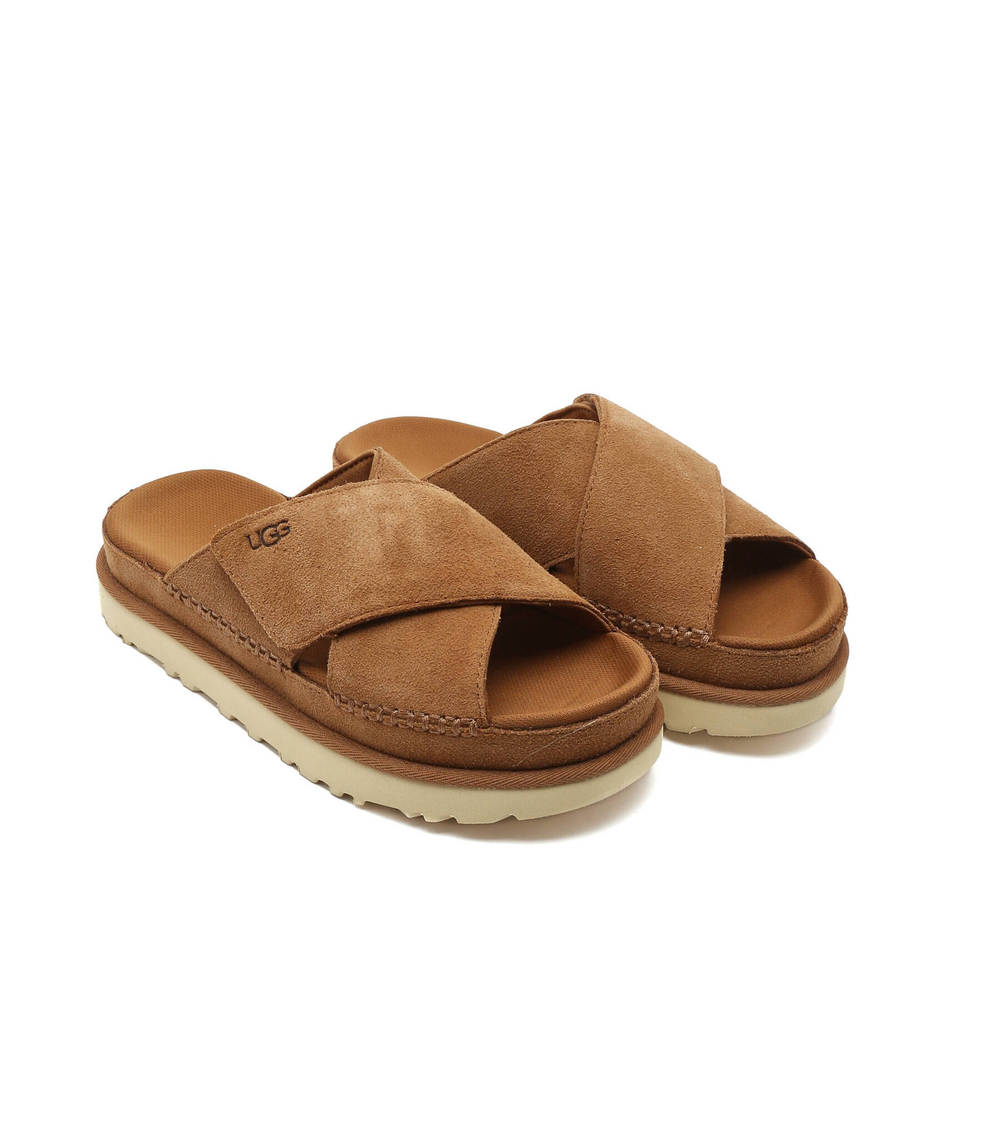 Кожаные шлепанцы w goldenstar cross UGG - коричневый(1137910)