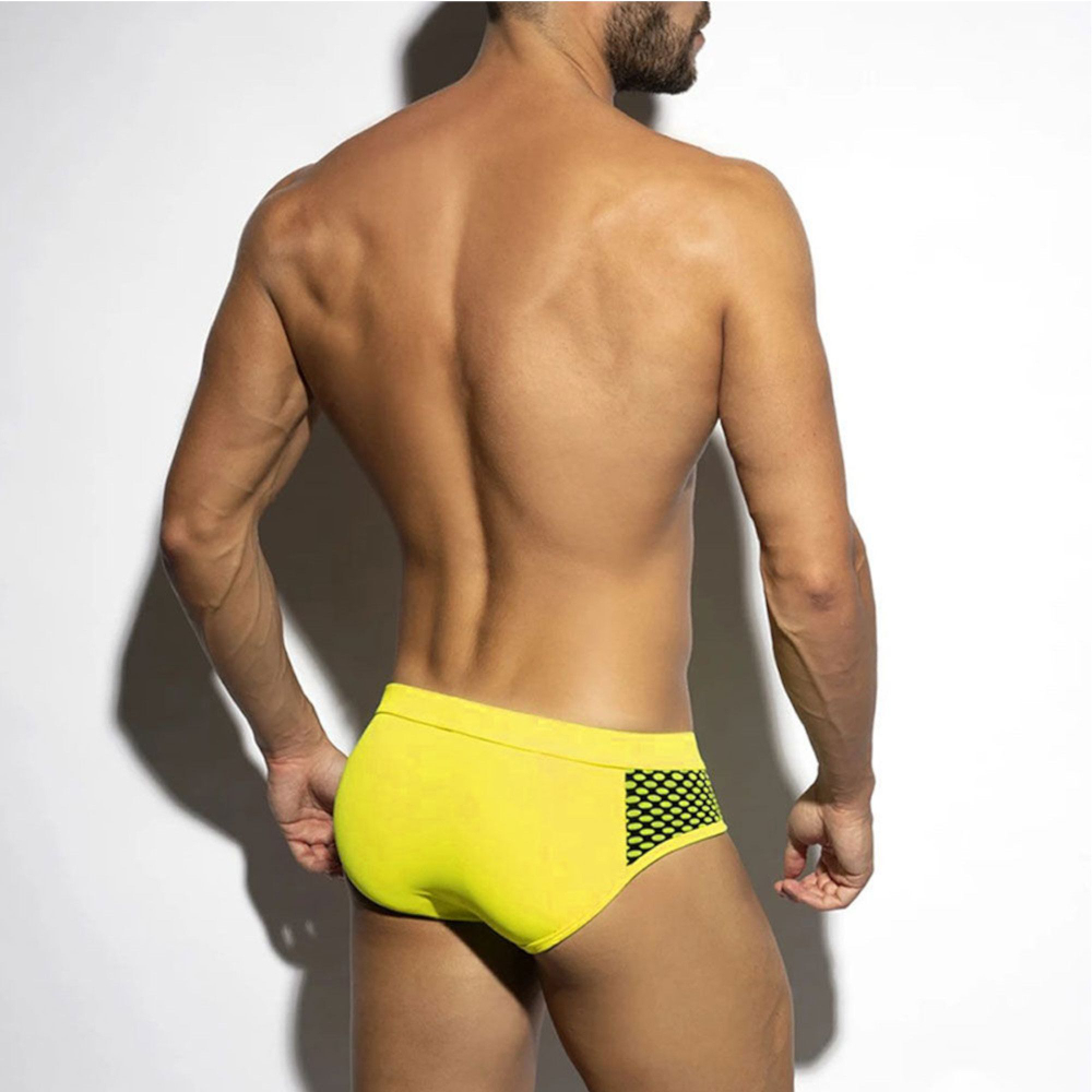 Желтые мужские плавки с принтованными боковыми вставками (Размер: L) (Цвет: желтый)