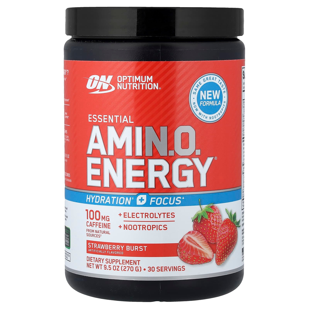 Optimum Nutrition, Незаменимые Amin.O. Energy®, клубничный вкус, 270 г (9,5 унции)