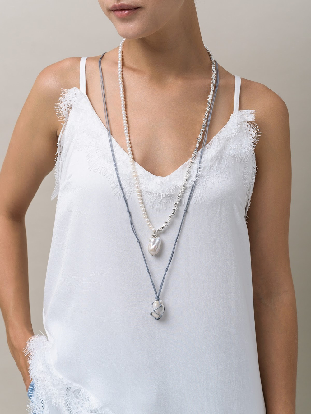 Колье "Cord Pearl" Gray с жемчугом