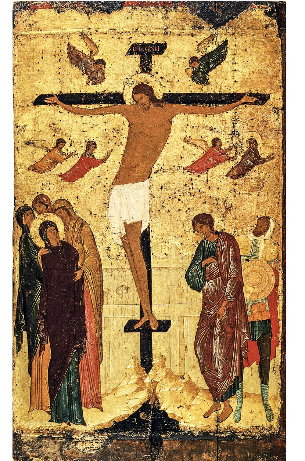 Распятие Иисуса Христа с предстоящими (Голгофа) иконописца Дионисия деревянная икона на левкасе мастерская Иконный Дом
