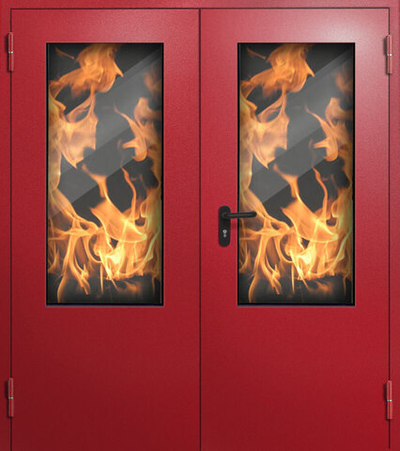 Двупольная противопожарная дверь с остеклением более 25% - 1218
