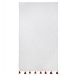 Полотенце для рук белое, с кисточками цвета красной глины из коллекции essential, 50х90 см