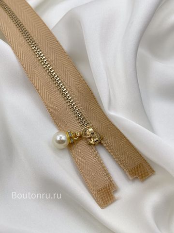 Молния бежевая золото жемчуг