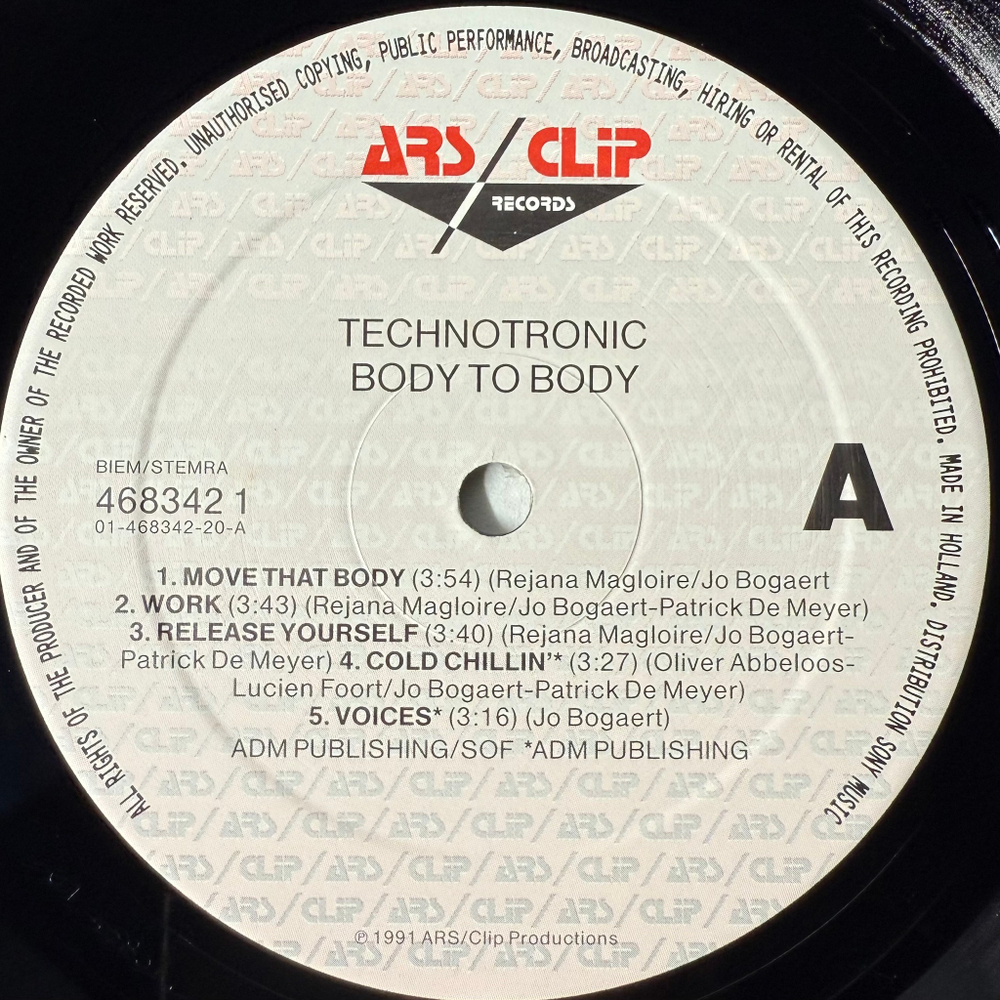 Technotronic – Body To Body (Голландия 1991г.)