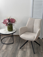 Стул М-City DISAUR Понтус (Pontus) поворотный на 360 градусов, Бежевый (Kn01-05, Bz1046-11), ткань, Черный каркас