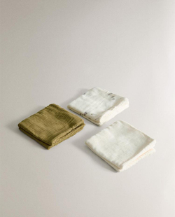 ZARA HOME ДЕТСКИЕ МУСЛИНОВЫЕ ПОЛОТЕНЦА (3 ШТ.), ЭКРЮ