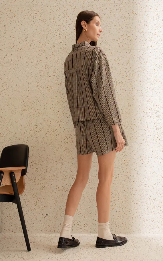 Шорты 56401 Бордовый клетка