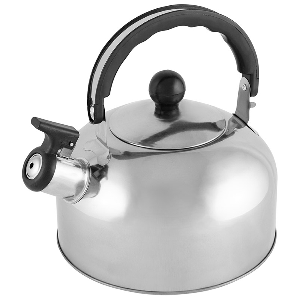 Чайник Casual, объем 2 л, из нерж стали со свистком, зеркальная полировка
