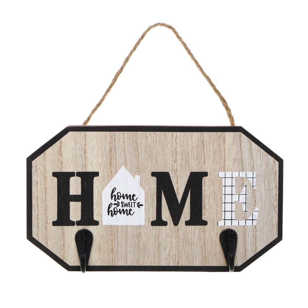 Ключница открытого типа на 2 крючка, МДФ, металл, 19,5х12см