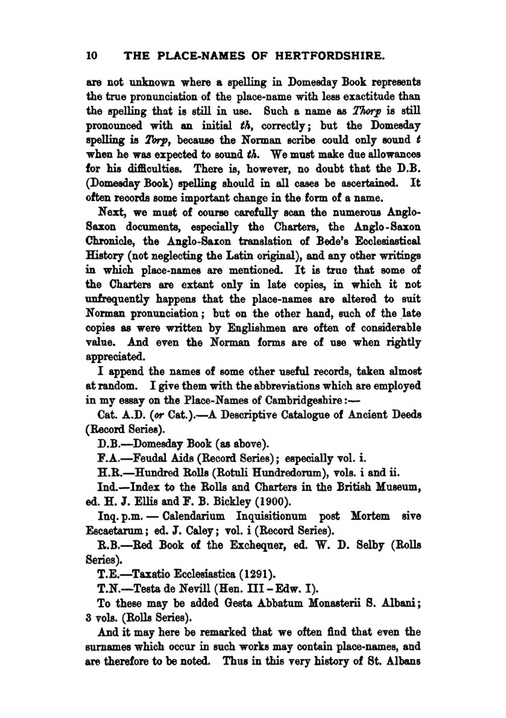 The Place-Names of Hertfordshire | W.W. Skeat