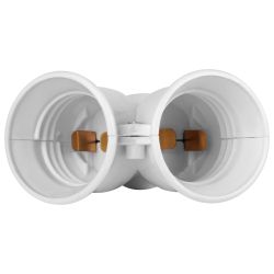 Патрон-разветвитель ЭРА цокольный Е27-2хЕ27 белый