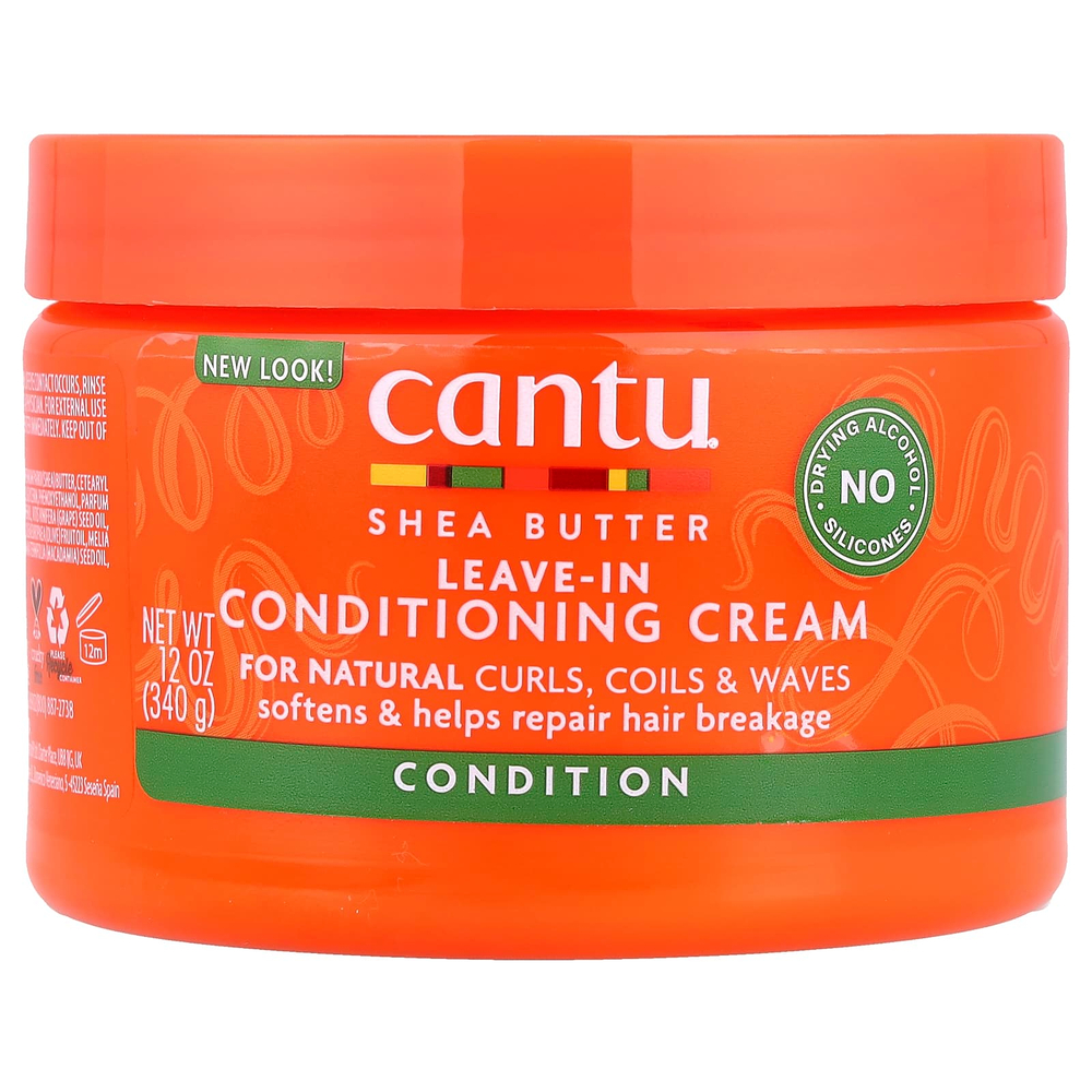 Cantu, масло ши, несмываемый кондиционер, для естественных локонов, кудрей и завитков, 340 г (12 унций)