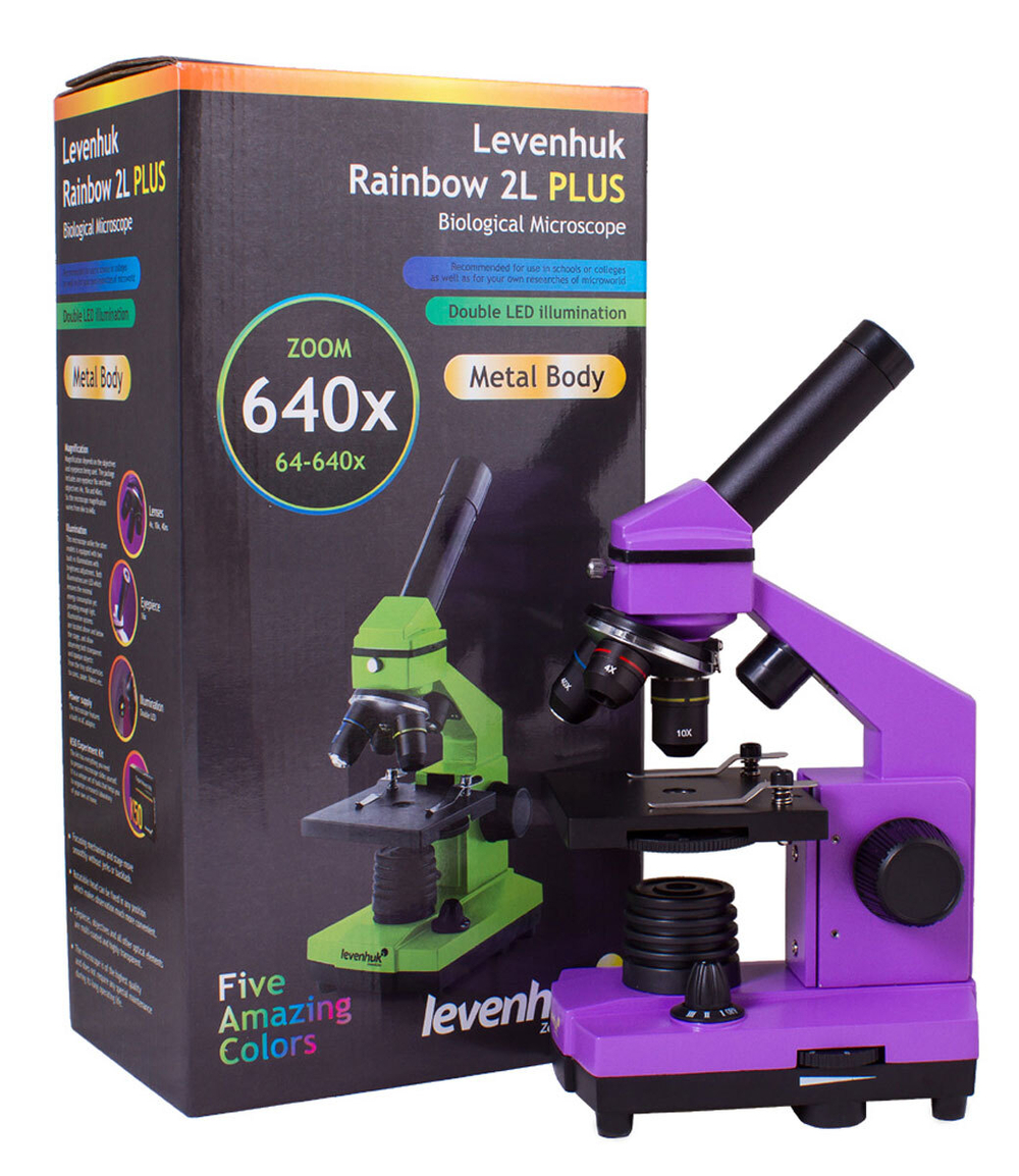 Микроскоп Levenhuk Rainbow 2L PLUS, Аметист + Подарки