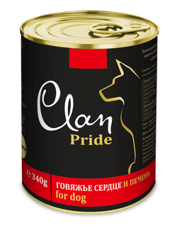 Clan Pride консервы для собак (говяжье сердце и печень) 340 г