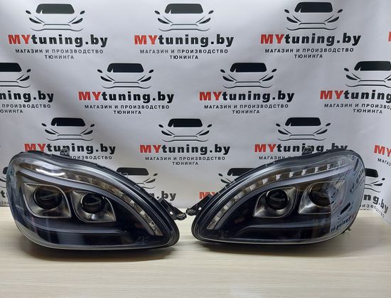 Передние фары daylight black для Mercedes S W220