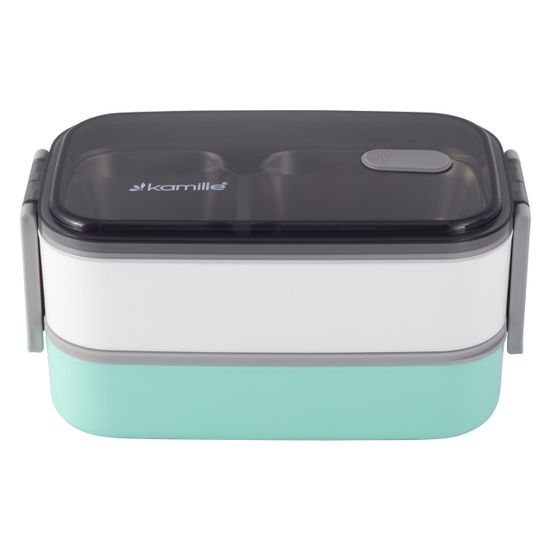 Ланч бокс двойной 1400 мл. Kamille KM 2134 пластик, нержавеющая сталь