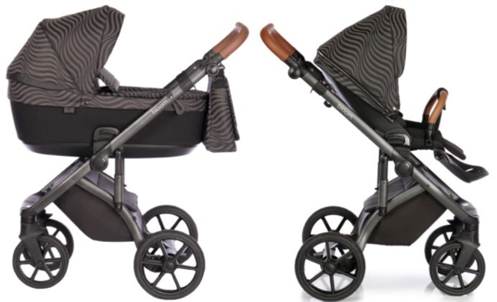 Детская коляска Roan Bloom 2 в 1 New 2021 (Черный) Oxida