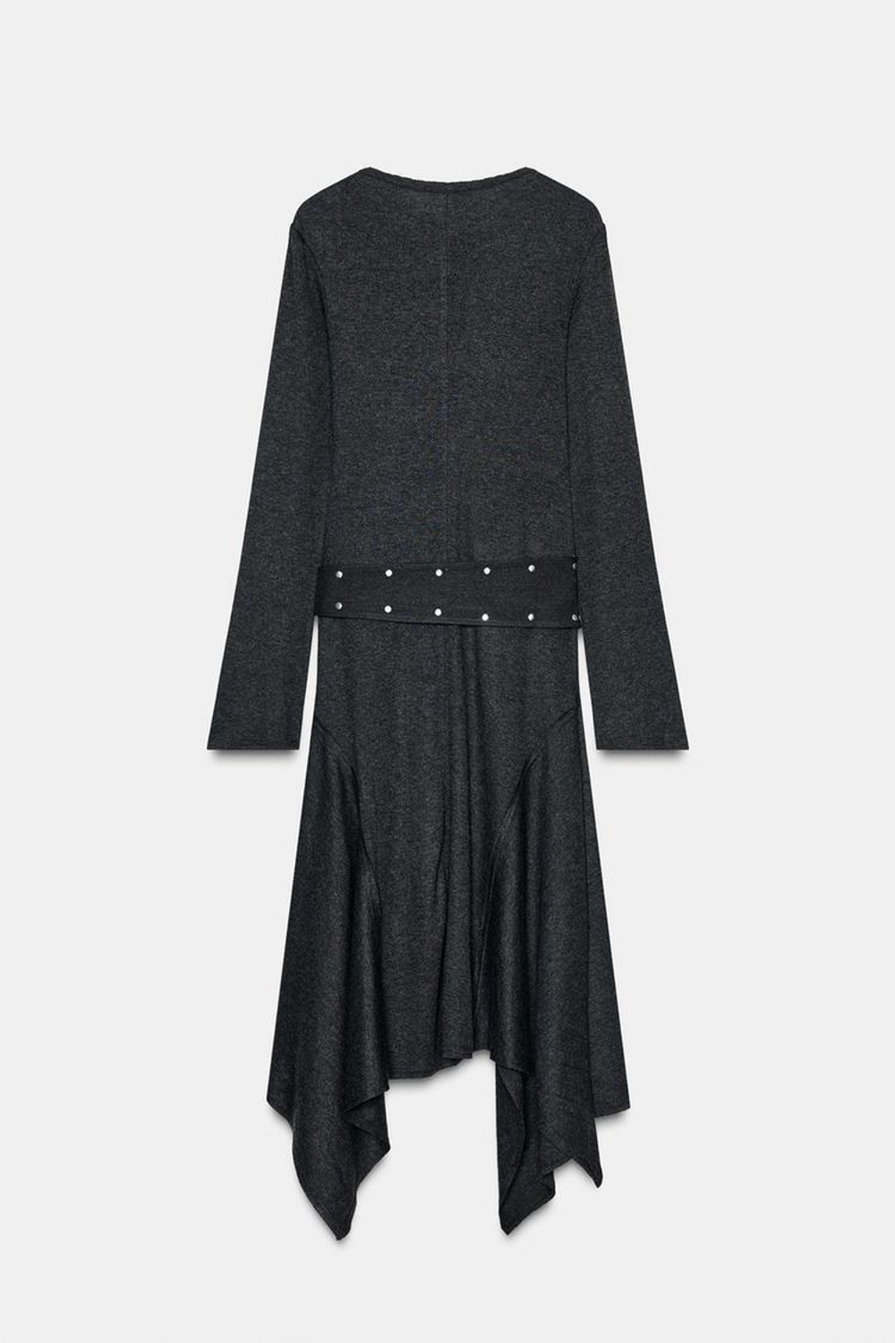 ZARA ПЛАТЬЕ МИДИ АСИММЕТРИЧНОГО КРОЯ, СЕРЫЙ