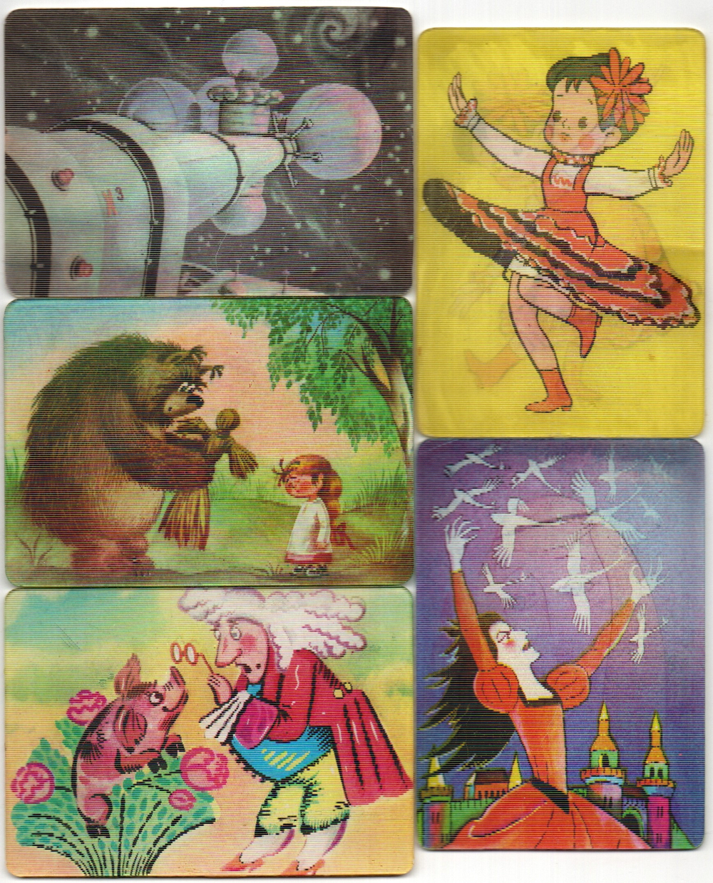 № 121 Набор из 5 переливных (стерео) Календариков . Мультфильмы СССР 1987 год.