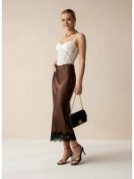 Юбка атласная с кружевом