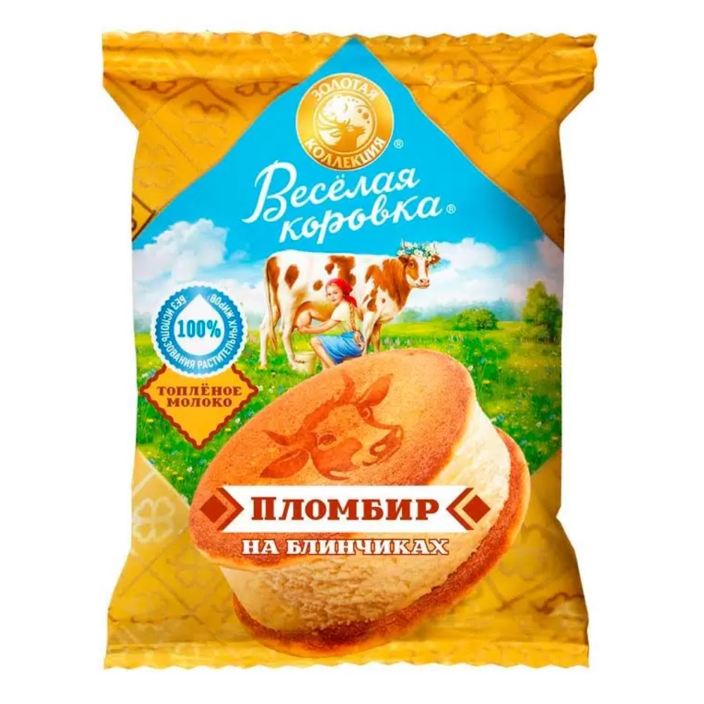 Мороженное Веселая Коровка Шин Лайн пломбир на блинчиках