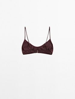 Massimo Dutti Атласный треугольный бюстгальтер - Studio, бордово-красный
