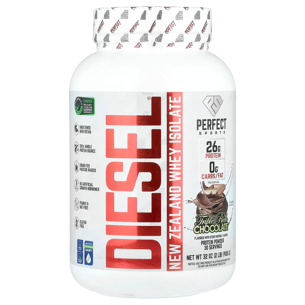 PERFECT Sports, Diet, новозеландский сывороточный изолят, тройной шоколад, 908 г (2 фунта)
