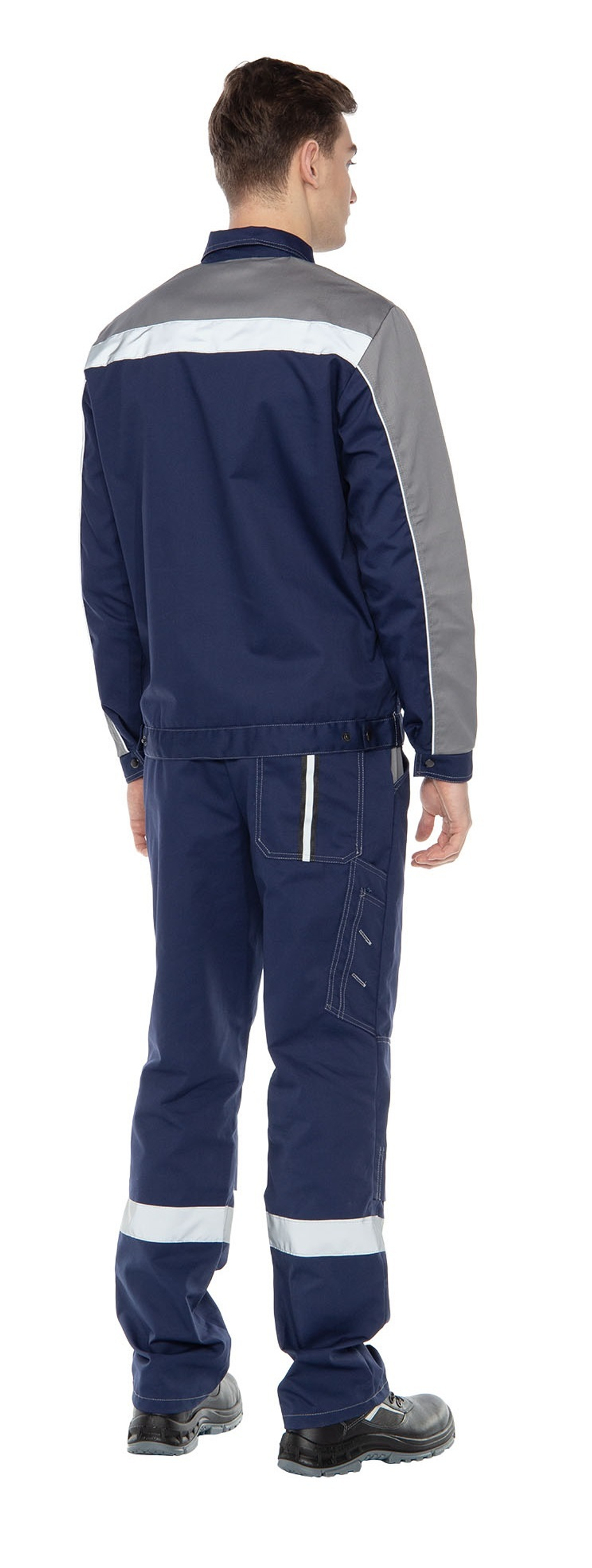 Костюм "ОПТИМА" мужской (куртка и брюки), цвет: синий с серым