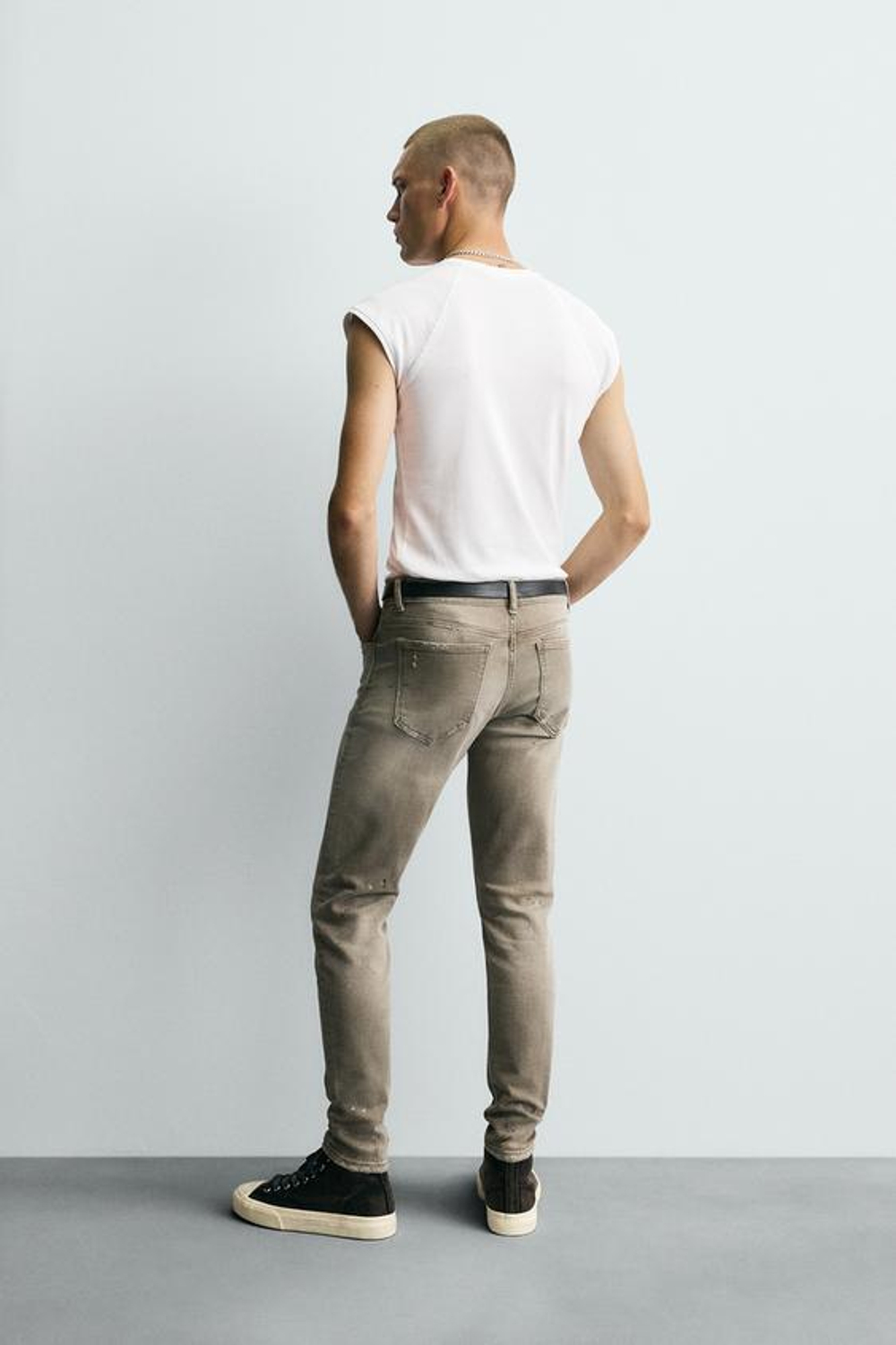 ZARA ДЖИНСЫ SKINNY FIT С РАЗРЕЗАМИ, КОРИЧНЕВЫЙ