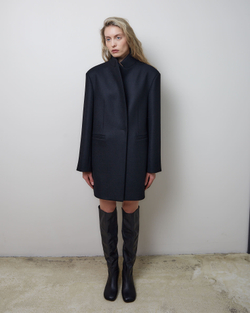 Пальто с асимметричным низом из шерсти Гуччи черный