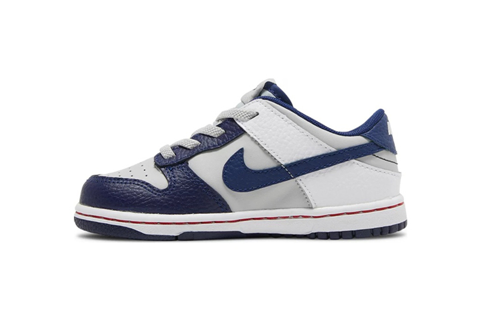 [TD Baby] NBA x Nike Dunk Low EMB retro Casual sneakers gray, white and blue low-cut Brooklyn Nets NBA 75th anniversary