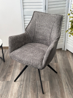 Стул М-City DISAUR Brevis поворотный на 180 градусов, Xd841-16 Серый, букле, Gino-457 Серый, ткань, Черный