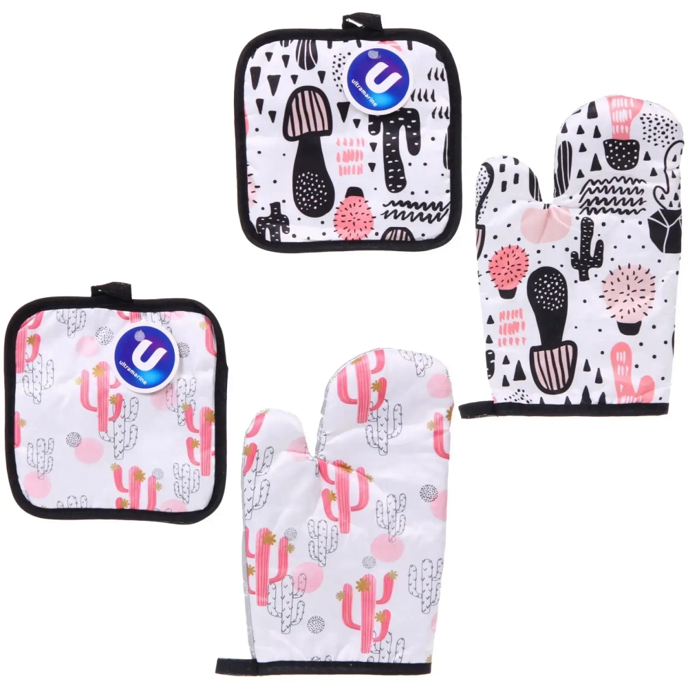 Прихватка в наборе с прихваткой-варежкой «Кактус», 25,5*15,5 см и 17*17 см, микс