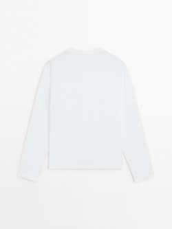 Massimo Dutti Лонгслив из 100% хлопка, белый
