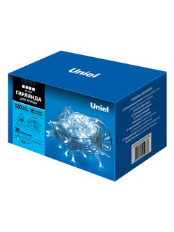 ULD-S1000-120-DWA WARM WHITE IP67 Гирлянда светодиодная. 10м. 120 светодиодов. Теплый белый свет. Провод белый. ТМ Uniel
