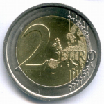 2 евро 2022 год. Сан-Марино. Регулярный выпуск. Тип 3. Биметалл UNC