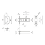 Защелка врезная PLASTP12-45-25 (P12-45) BL черный