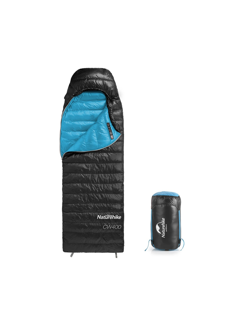 Мешок спальный Naturehike CW400 NH18C400-D с утиным пухом, размер M, черный