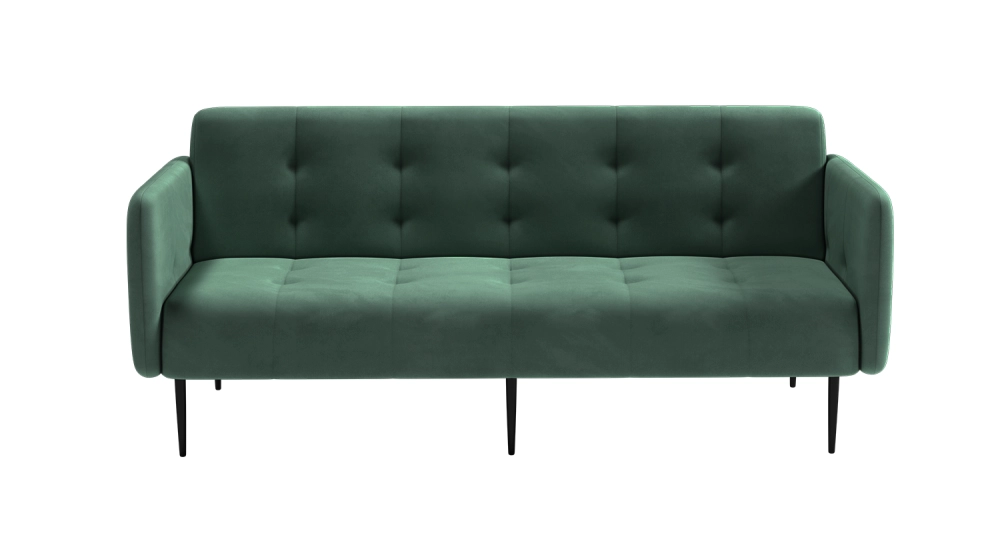 Monaco диван-кровать прямой с подлокотниками, трехместный, бархат зеленый 19