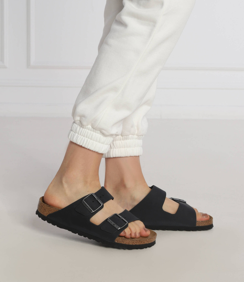 Шлепанцы кожаные arizona bs Birkenstock - графитовый(752483)