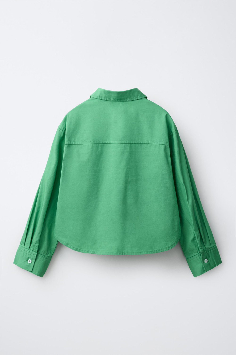 ZARA РУБАШКА ИЗ ПОПЛИНА, ЗЕЛЕНЫЙ