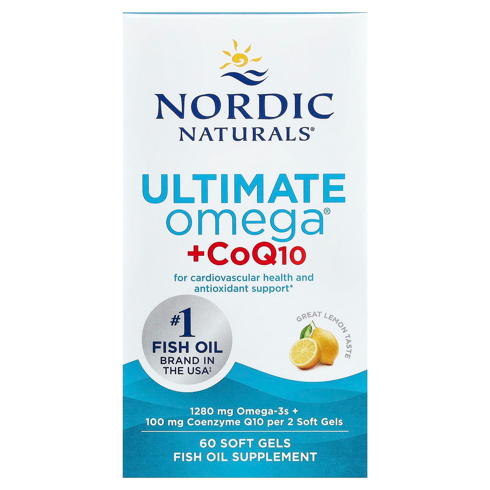 Nordic Naturals, Ultimate Omega® с коэнзимом Q10, со вкусом лимона, 60 капсул