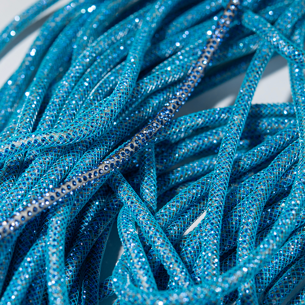 Стразовый шнур, синие кристаллы, 4мм