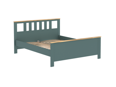Кровать САГА 160х200 тёмно-бирюзовая/ясень