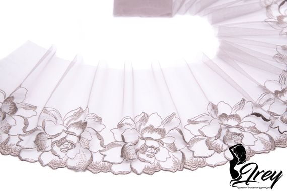 05-111 ОПТ Вышивка на неэл. сетке 21 см, Rose, кофейная роза/бронза