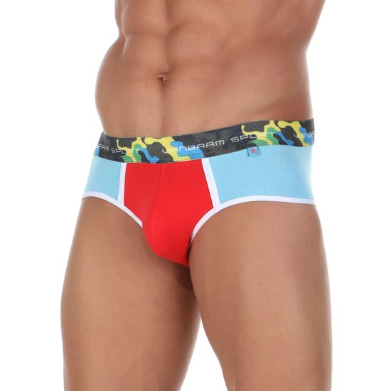Мужские брифы голубые с красной вставкой Van Baam VB50757