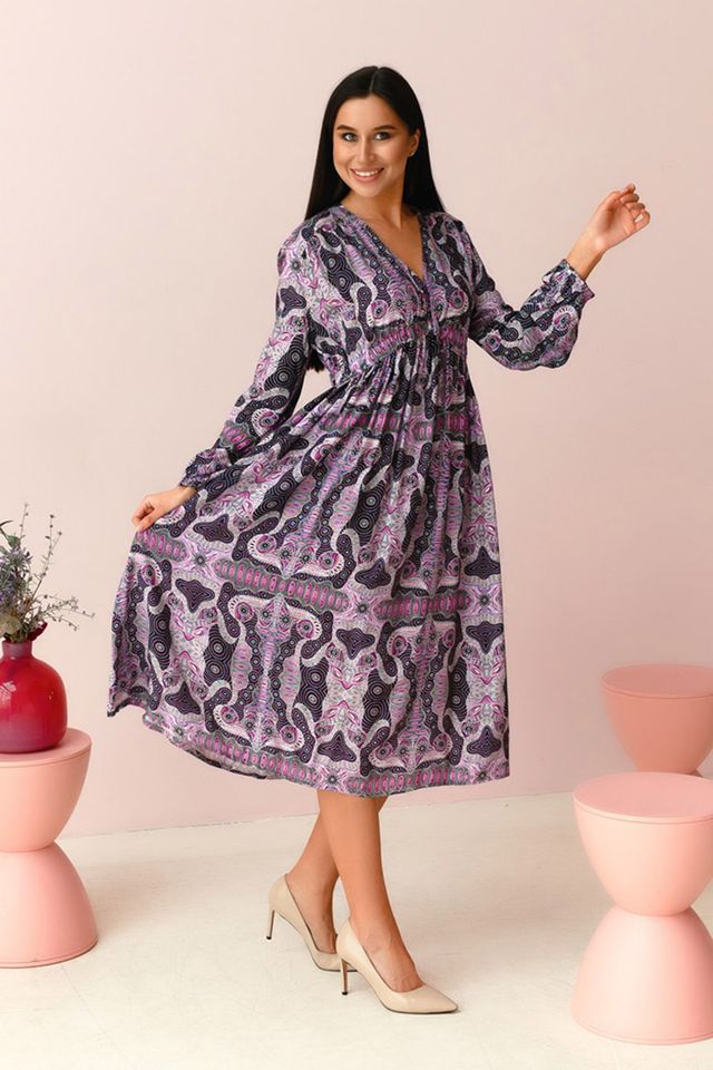 Длинное платье Alba с завышенной линией талии